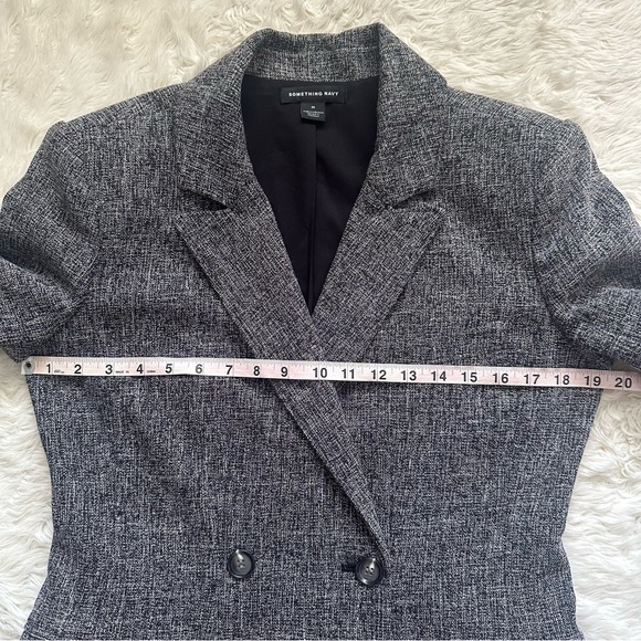 Something Navy Blazer Double Breasted Suit Jacket Gray Tweed Sz M NWT New - Picture 11 of 13